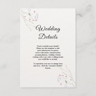 Carte D'accompagnement White Minimalist watercolor flowers wedding