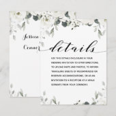 Carte D'accompagnement White Peony Greenery Détails du Mariage (Devant / Derrière)