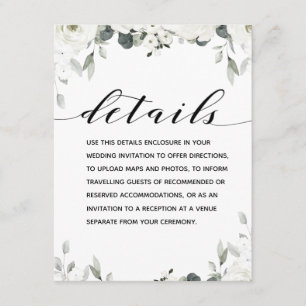 Carte D'accompagnement White Peony Greenery Détails du Mariage