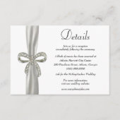 Carte D'accompagnement White Ribbon Diamond Bow Détails du Mariage (Devant)