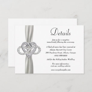 Carte D'accompagnement White Ribbon Infinity Heart Détails du Mariage