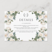 Carte D'accompagnement White Rose Wreaths Green Mariage Détails (Devant)