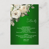 Carte D'accompagnement White Roses and Emerald Green Boho Détails du Mari (Devant)