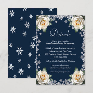 Carte D'accompagnement White Roses Snowflake Noël Détails du Mariage