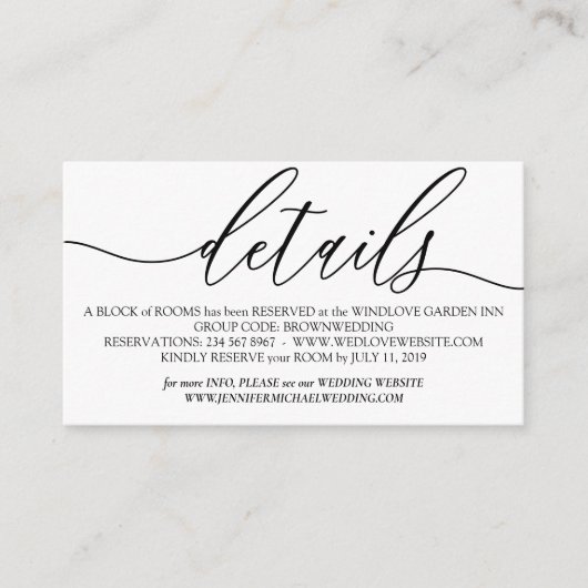 Carte D'accompagnement White Simple Modern Ajouter Détails du Mariage pho (Devant)