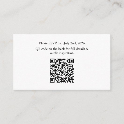 Carte D'accompagnement White The Attire QR Code enclosure Card (Dos)