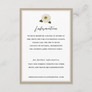 Carte D'accompagnement White Zinnia Flower Hotel Information Mariage