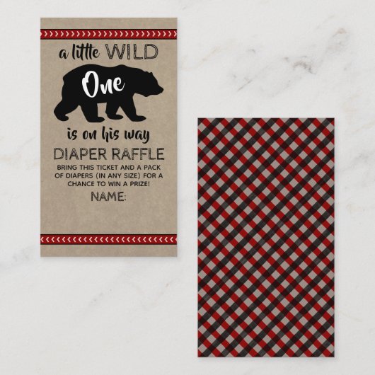 Carte D'accompagnement Wild One Boys Baby shower Déchets Raffle (Devant / Derrière)