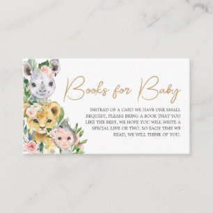 Carte D'accompagnement Wild One Floral Safari Baby showers Livres pour bé