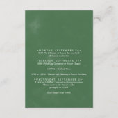 Carte D'accompagnement Wild Palm Mariage Week Horaire des événements (Dos)