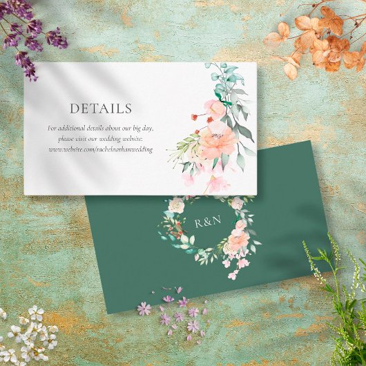 Carte D'accompagnement Wild Rose Greenery Floral Mariage Détails