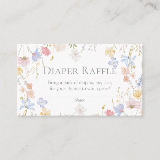 Carte D'accompagnement Wildflower Baby Shower Diaper Raffle Insert (Devant)