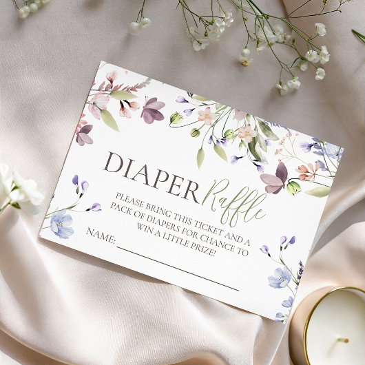 Carte D'accompagnement Wildflower Diaper Raffle Insert