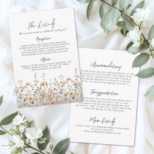 Carte D'accompagnement Wildflower Floral Wedding Details