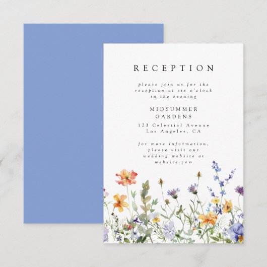 Carte D'accompagnement Wildflower Garden Wedding Reception Enclosure Card (Devant / Derrière)