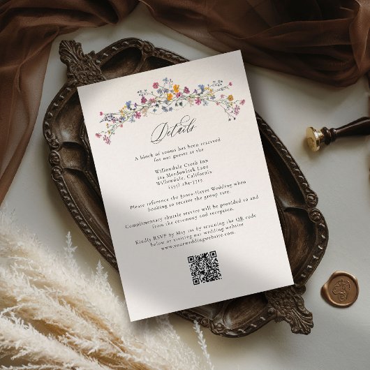 Carte D'accompagnement Wildflower Grace Elegant QR Code Wedding Details