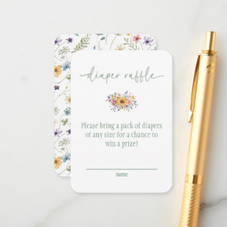 Carte D'accompagnement Wildflower Green Baby Shower Diaper Raffle Card