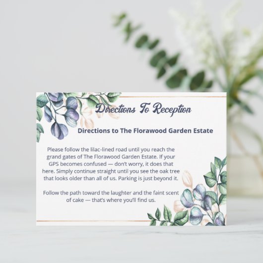 Carte D'accompagnement Wildflower Harmony Wedding Directions (Debout devant)