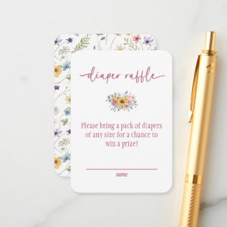 Carte D'accompagnement Wildflower Rose Baby Shower Diaper Raffle Card
