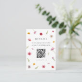 Carte D'accompagnement Wildflower Wedding Details Qr Code (Debout devant)
