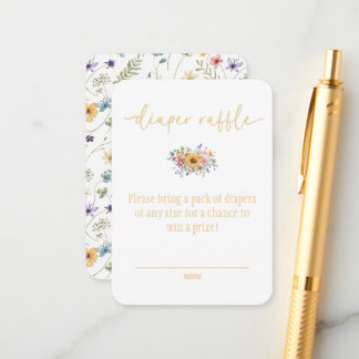 Carte D'accompagnement Wildflower Yellow Baby Shower Diaper Raffle Card