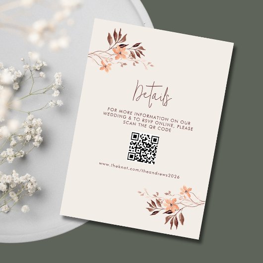 Carte D'accompagnement Wildlfower Boho QR Site Mariage
