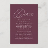 Carte D'accompagnement Wine Modern Elegance Détails du Mariage (Devant)