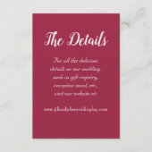 Carte D'accompagnement Wine Red Style Simple Détails du Mariage (Devant)