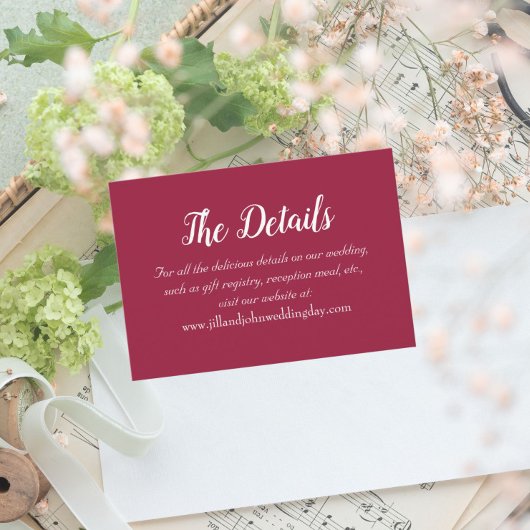 Carte D'accompagnement Wine Red Style Simple Détails du Mariage