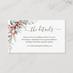 Carte D'accompagnement Winter Berries Foliage Détails Mariage Site Web