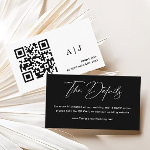 Carte D'accompagnement Winter Black and White Détails Mariage Website