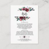 Carte D'accompagnement Winter Burgundy Floral Pine Frame Détails du Maria (Devant)