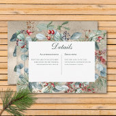 Carte D'accompagnement Winter Christmas Greenery Gold Détails Mariage