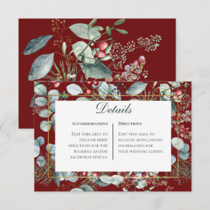 Carte D'accompagnement Winter Christmas Greenery Red Mariage Détails