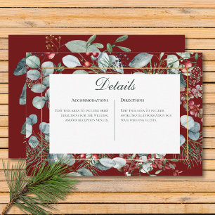 Carte D'accompagnement Winter Christmas Greenery Red Mariage Détails