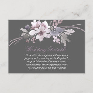 Carte D'accompagnement Winter Elégant Floral Wedding détails de la récept