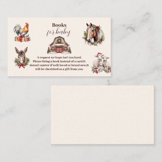 Carte D'accompagnement Winter Farm Animals Livres de Noël pour bébé (Devant / Derrière)