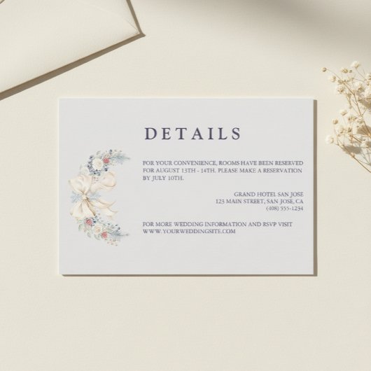 Carte D'accompagnement Winter Floral Wedding Details Enclosure Card