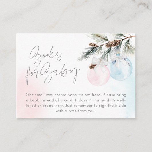 Carte D'accompagnement Winter Gender Reveal Livres pour bébé (Devant)