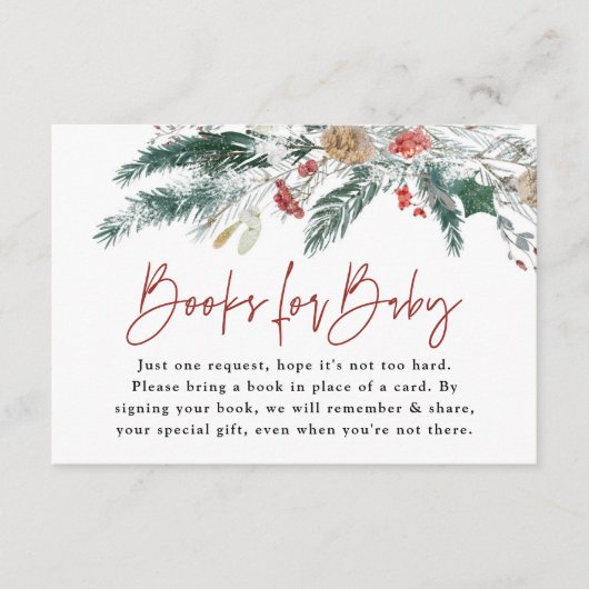 Carte D'accompagnement Winter Greenery Books For Baby Shower Card (Devant)