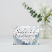 Carte D'accompagnement Winter Mountain Blue Snowflakes Demande de réserva (Debout devant)