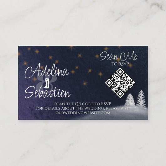Carte D'accompagnement Winter Night Two Photo en ligne RSVP QR Code Maria (Dos)