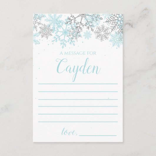 Carte D'accompagnement Winter Onederland Time Capsule message bleu argent (Devant)