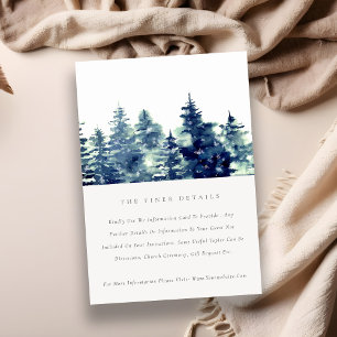 Carte D'accompagnement Winter Pine Forest Snowfall Détails du Mariage
