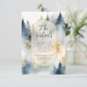 Carte D'accompagnement Winter Pine Tree Forest Rustic Mariage Détails (Debout devant)