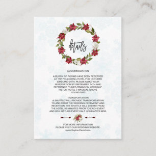 Carte D'accompagnement Winter Poinsettia Snowflakes Détails du Mariage