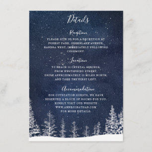 Carte D'accompagnement Winter Snow Forest Starry Nuit Mariage de la Marin