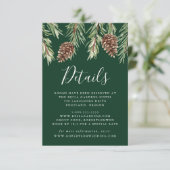 Carte D'accompagnement Winter Watercolor Pinecone Détails du Mariage (Debout devant)