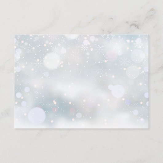 Carte D'accompagnement Winter Wonderland Script Neige Mariage Réception (Dos)