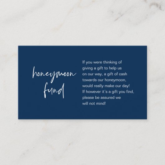 Carte D'accompagnement Wish ou Fonds pour lune de miel, Script moderne, b (Devant)